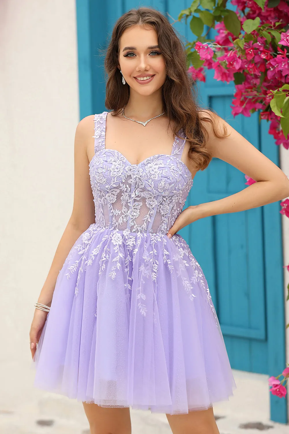 Corsetto Lilla Spalline Abito da cocktail