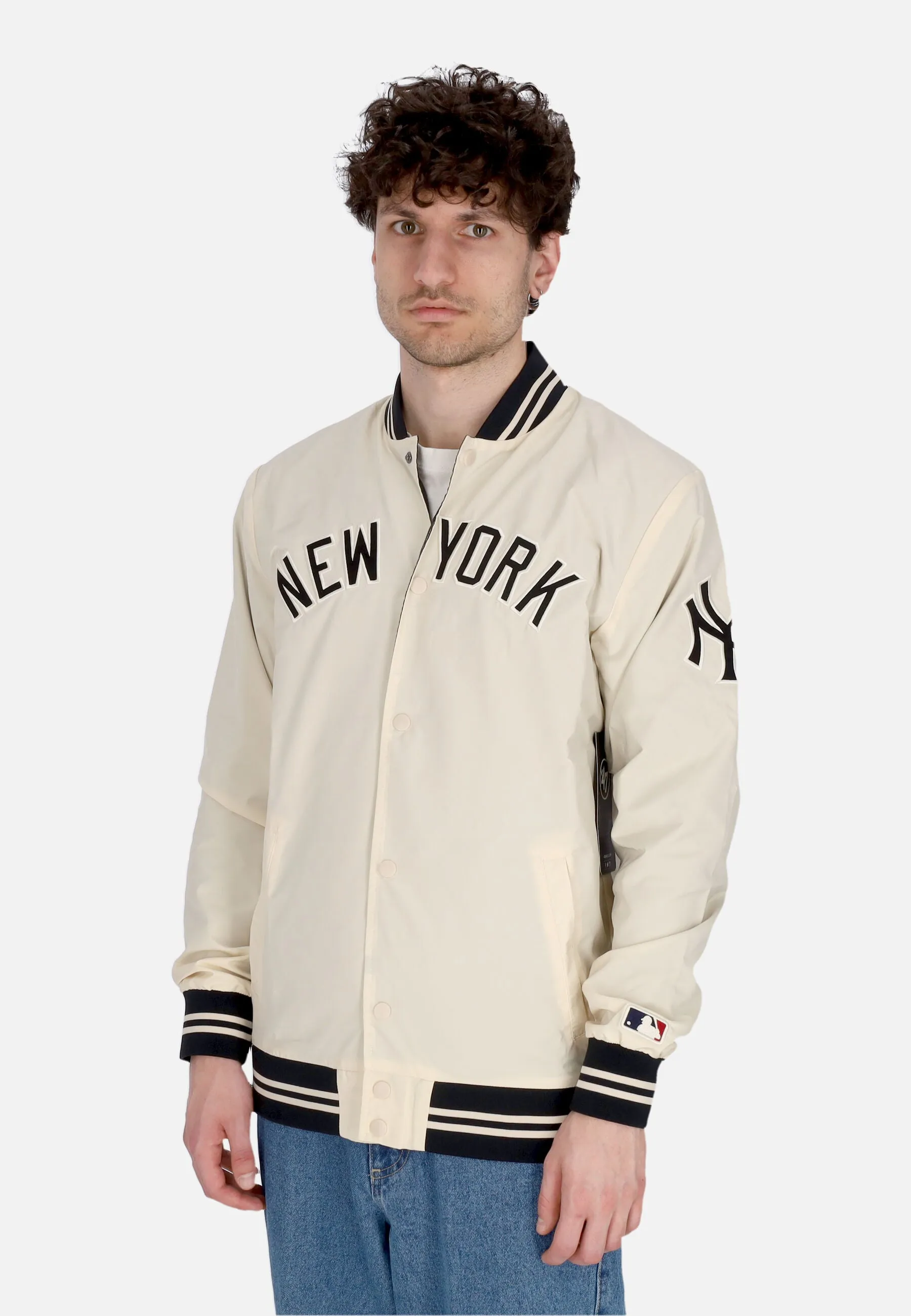 Giubbotto College Uomo Mlb Wordmark Regent Jacket Neyyan Natural