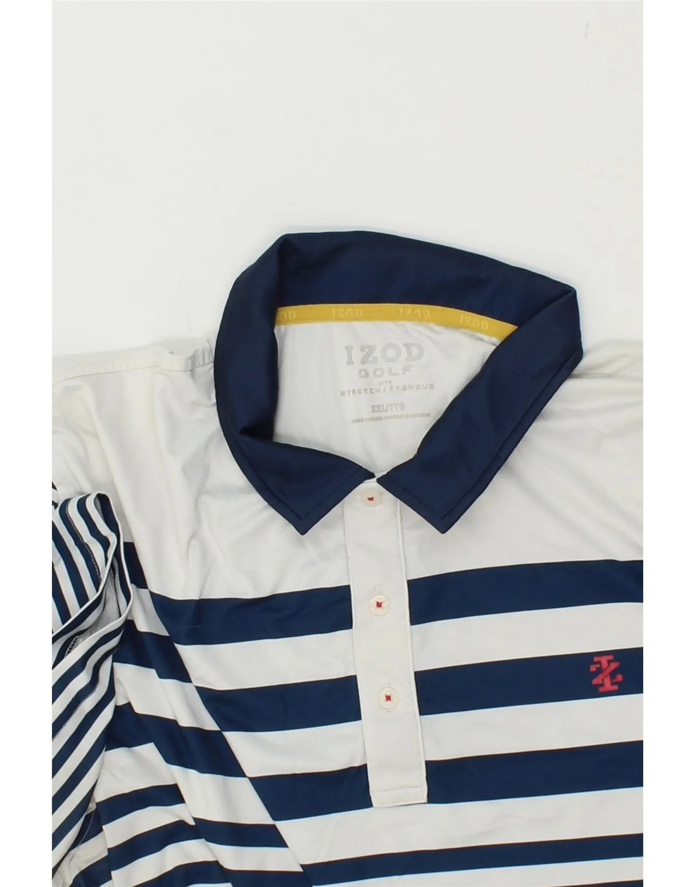 IZOD Mens Polo Shirt 2XL Blue Striped Polyester