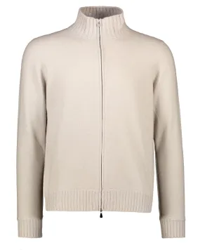 Maglione con zip cashmere beige