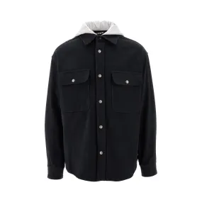 Overshirt con cappuccio e ricamo logo