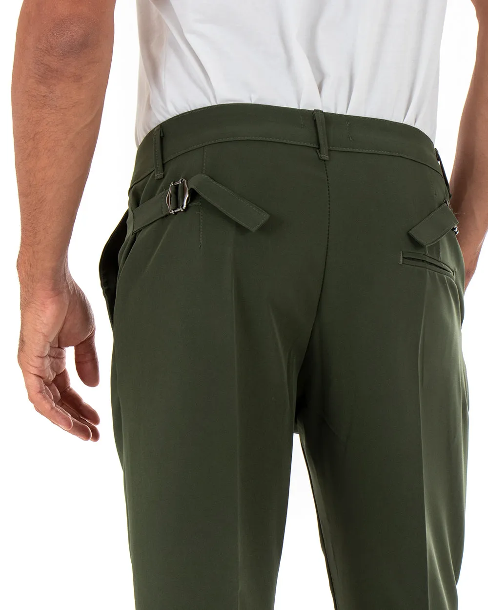 Pantaloni Uomo Tasca America Viscosa Classico Tinta Unita Verde Casual GIOSAL-P4063A