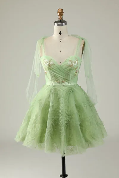 Sweetheart Green A Line Abito da cocktail con perline