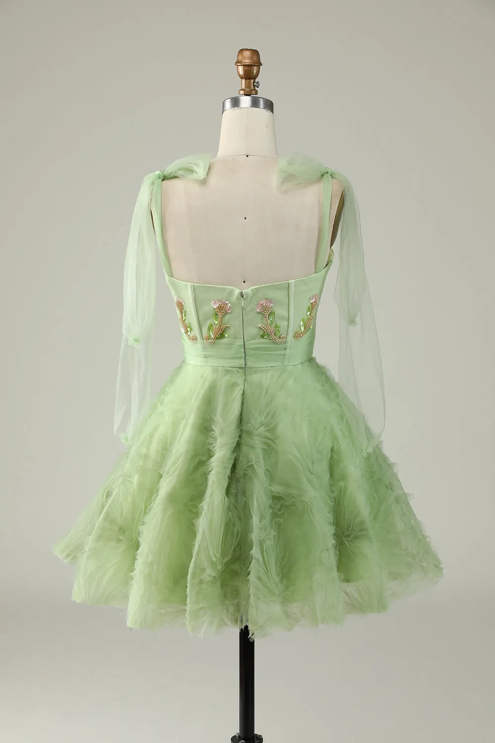 Sweetheart Green A Line Abito da cocktail con perline