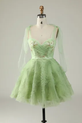 Sweetheart Green A Line Abito da cocktail con perline
