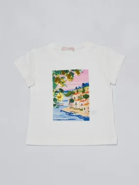 T-shirt bambina Liu Jo con stampa e paillettes Bianco