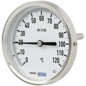 Termometro a quadrante WIKA, 0 → 500 °C Classe 1 secondo EN 13190, Ø quadrante 63mm, Quadrante
